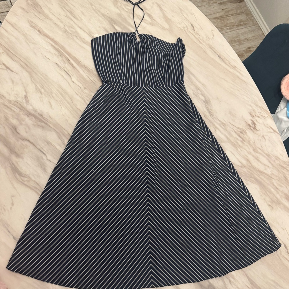 J. Crew Navy and White Cocktail Dress 100% Cotton NWOT